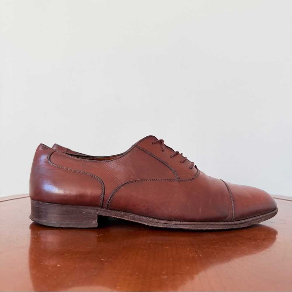 Vintage Salvatore Ferragamo Classic Brown Leather Men's Dress Shoes | US 7.5